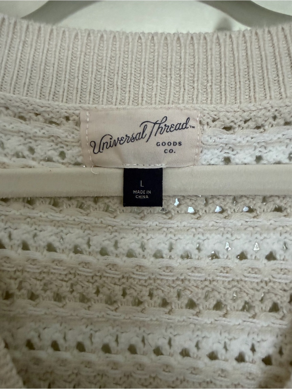 🔥 Universal Thread Neutral Striped Open Knit Cropped Cardigan | L - Picture 2 of 6